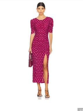 Free People Briella Floral Midi Dress Magenta Pink Size Medium - never worn